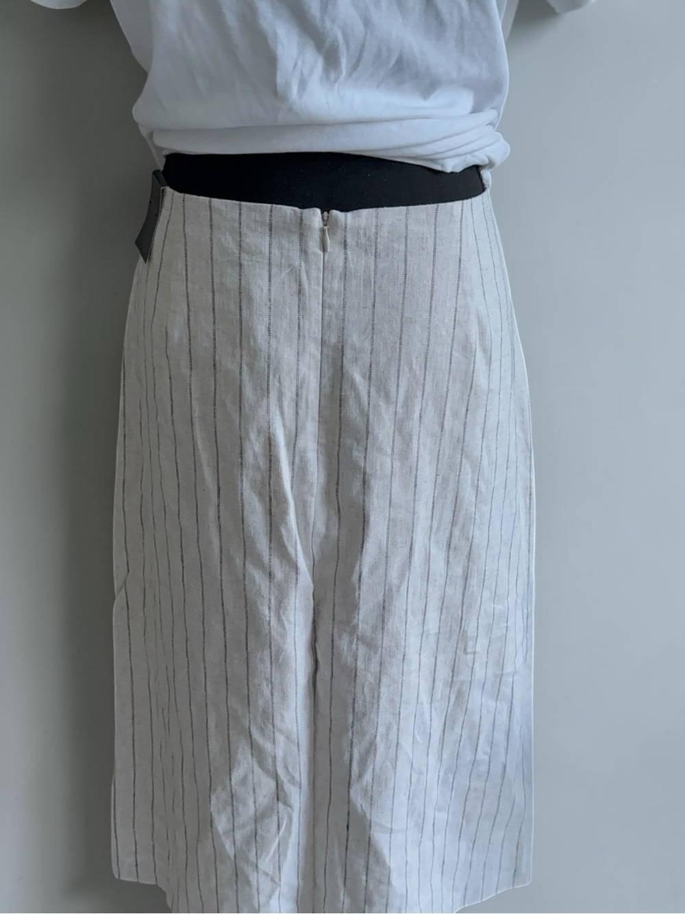 Banana Republic Cream Pinstripe Button-Front Midi Skirt - Picture 8 of 12